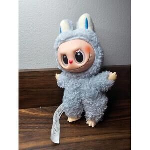 POP MART The Monsters Plush Vinyl Keychain Gray Bag Charm Figure w/ Tags